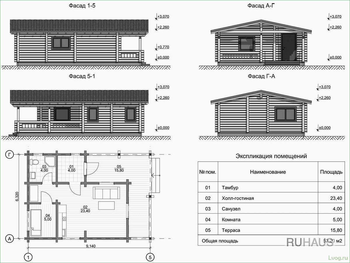 Чертежи и схемы строительства одноэтажных домов из бруса: практическое руководство