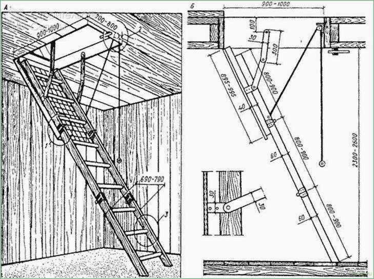Складная лестница на чердак: особенности устройства